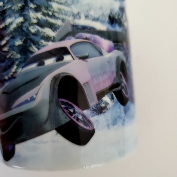 3/$15 * DISNEY CARS Movie Novelty Coffee Mug Winter Scene Red Purple Enesco Snow - Picture 4 of 6